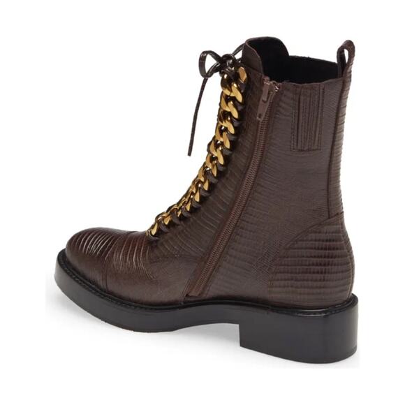 Jeffrey Campbell Damon Snakeskin Embossed Gold Chain Combat Boots Size 6 - Picture 2 of 9